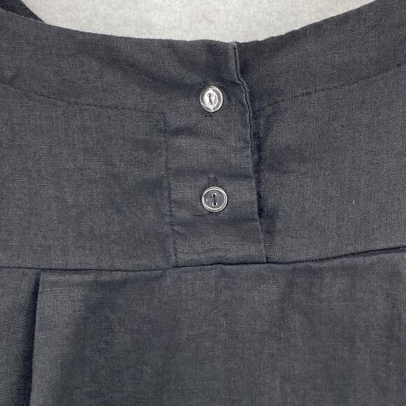LINEN Blouse Womens M Swing Tank Top Round Neck Sleeveless Black - Picture 7 of 11